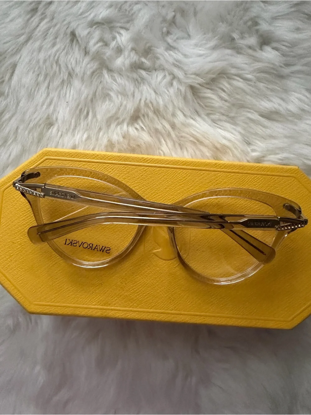 New! Swarovski Clear Crystal-Trim Cat Eye Eyeglasses